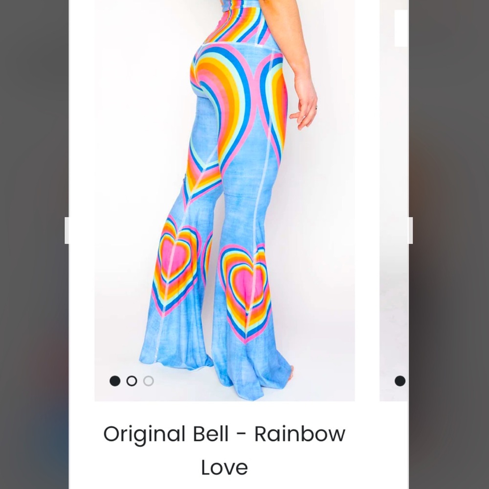 Rainbow Heart Bell Bottom Pants